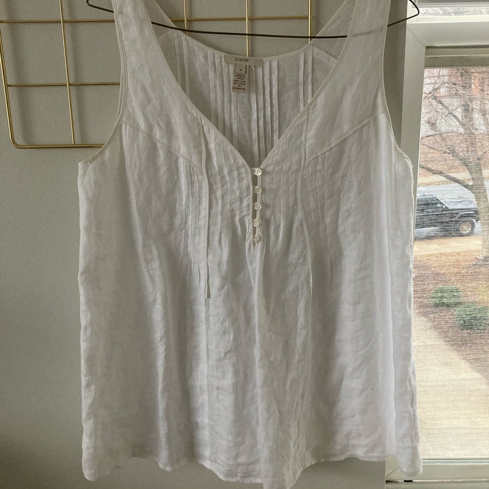 White linen J. Crew tank